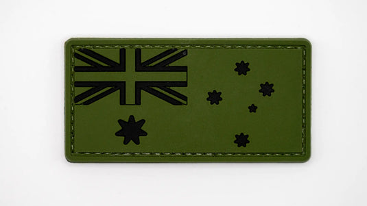 Australia Black cooler and Army Green Australian Flag (PVC) - Tactical Tinnie Combo - Tactical Stubby Coolers