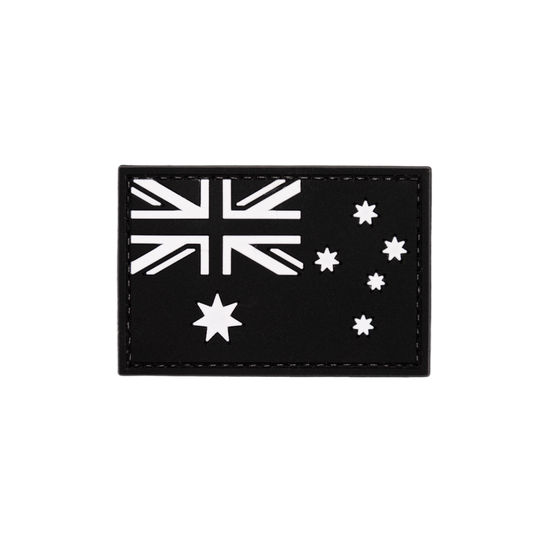 Tactical Tinnie Combo: Black Cooler with Australian Flag PVC Patch Tactical Stubby Coolers