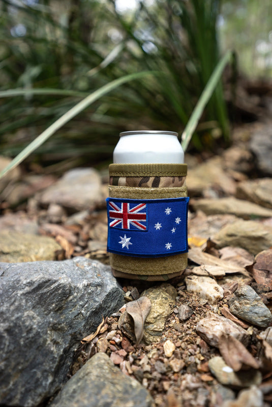Camo cooler and Australian Flag (Fabric) - Tactical Tinnie Combo - Tactical Stubby Coolers