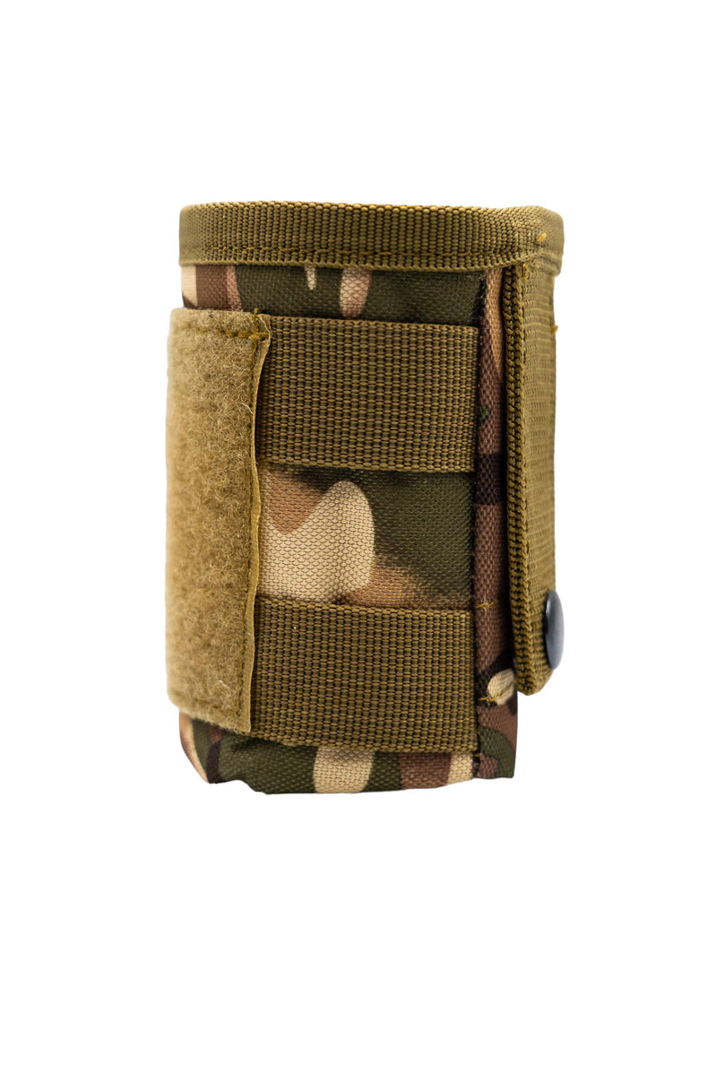 Load image into Gallery viewer, Camo Tactical Tinnie Holder – rugged, military-style drink cooler designed for outdoor adventures and keeping your beverages cold.
