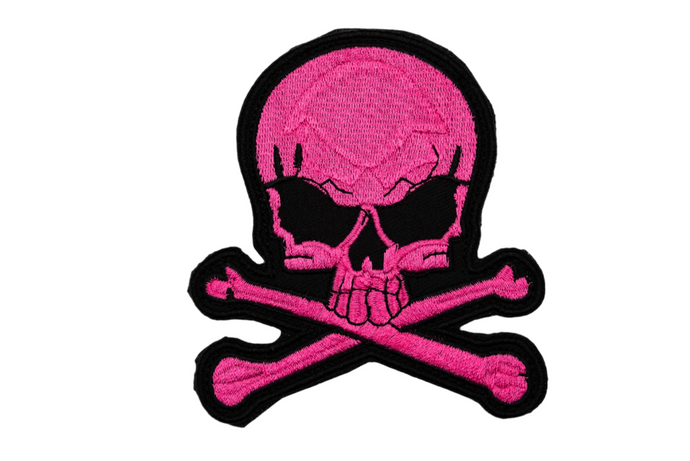 Pink Classic Skull Patch - High-Quality Cotton Embroidered with Velcro Backing, Ideal for Tactical Gear and Bold Statement Pieces