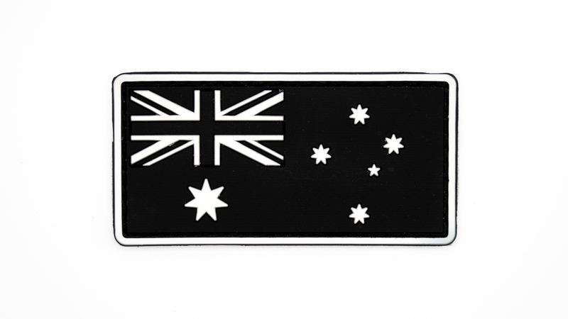 Load image into Gallery viewer, Camo vest cooler and Black Glow in the dark Australian Flag (PVC)- Tactical Stubby Combo
